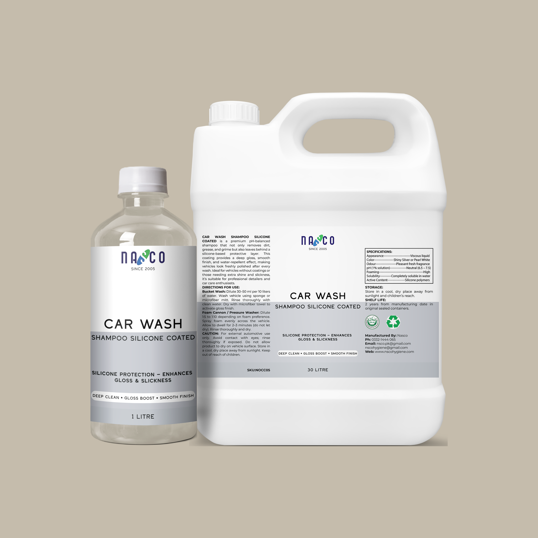 Nasco Car Wash Shampoo Silicone Coated | 1Litre-30Litre