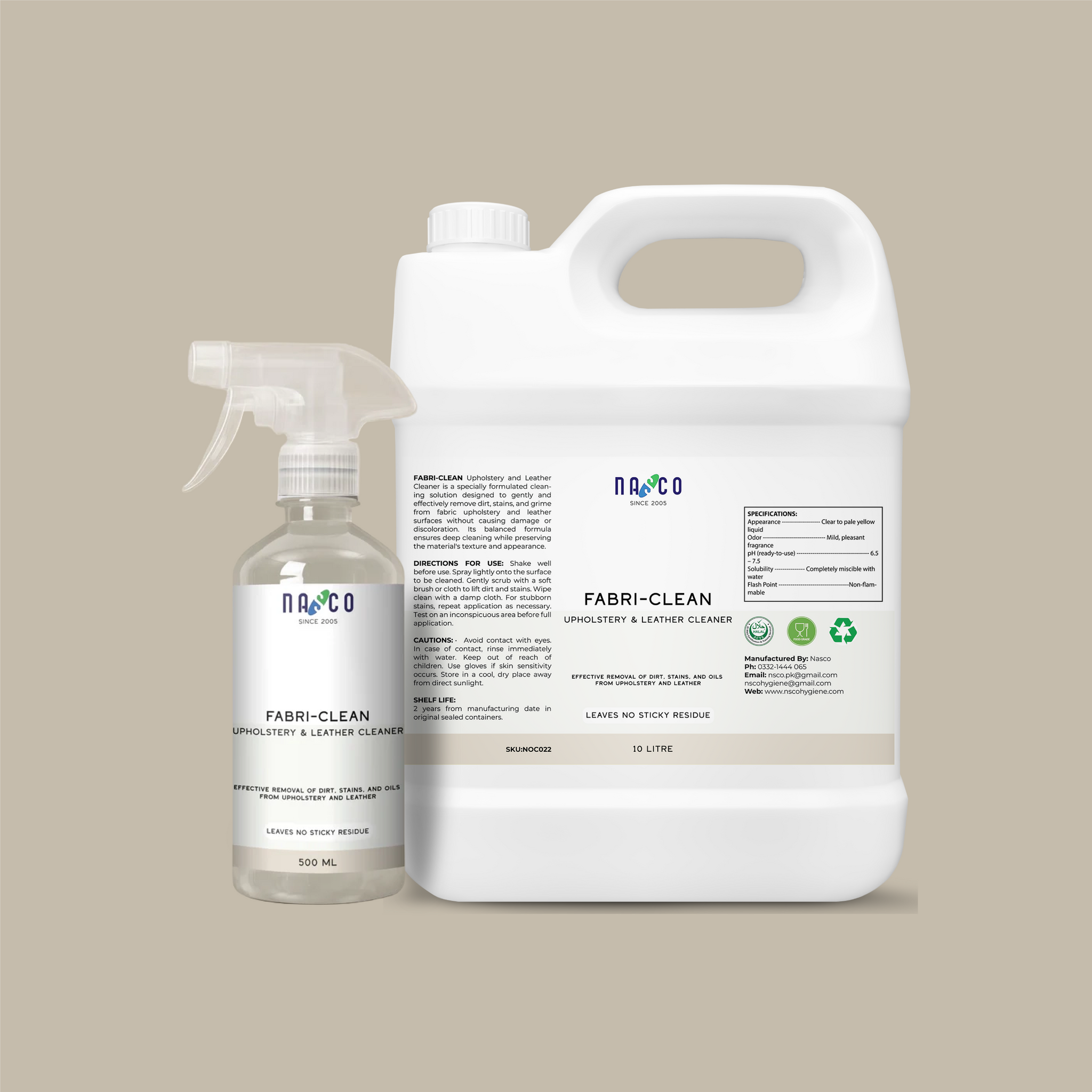 Nasco Fabri-Clean Upholstery and Leather Cleaner | 500Ml-10Litre