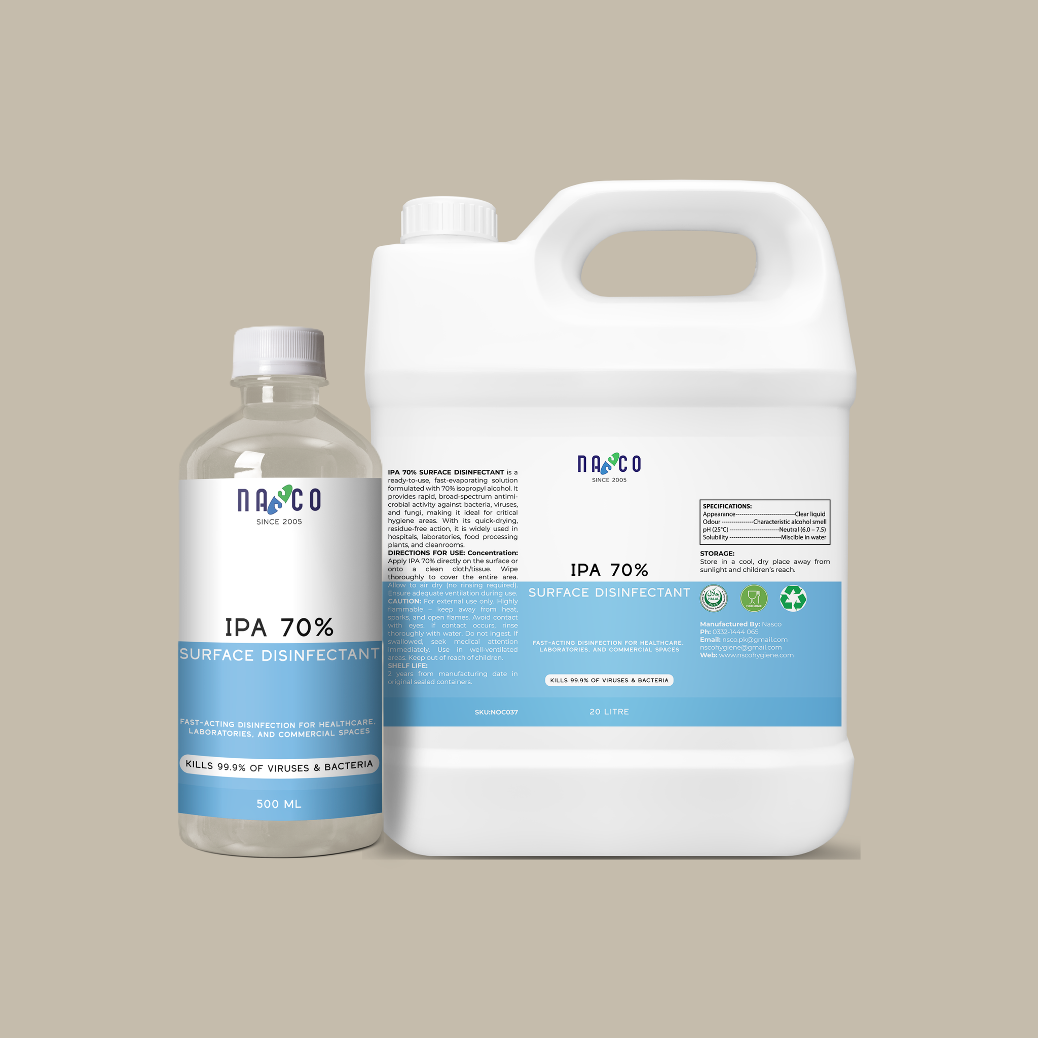 Nasco IPA 70% Surface Disinfectant | 500Ml-20Litre
