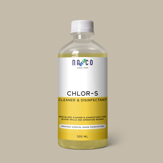 Nasco CHLOR-S Cleaner & Disinfectant for Blood Spills and Operation Rooms | 500Ml-10Litre