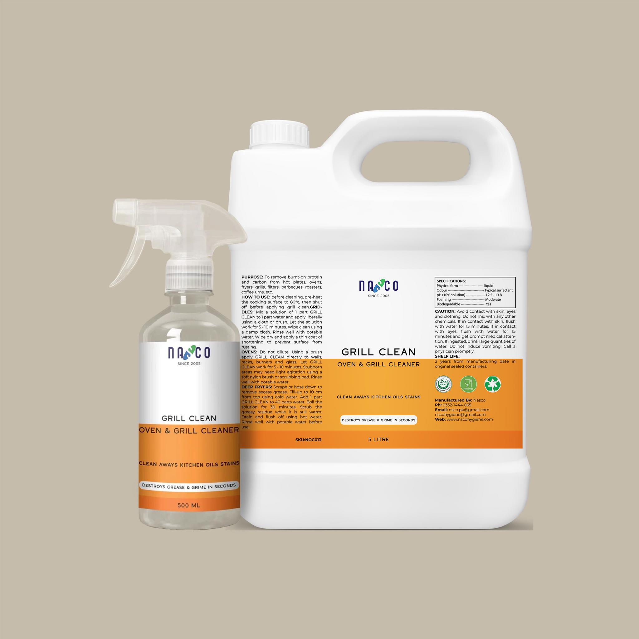 Nasco Grill Clean Alkaline Oven and Grill Cleaner | 500Ml-5Litre