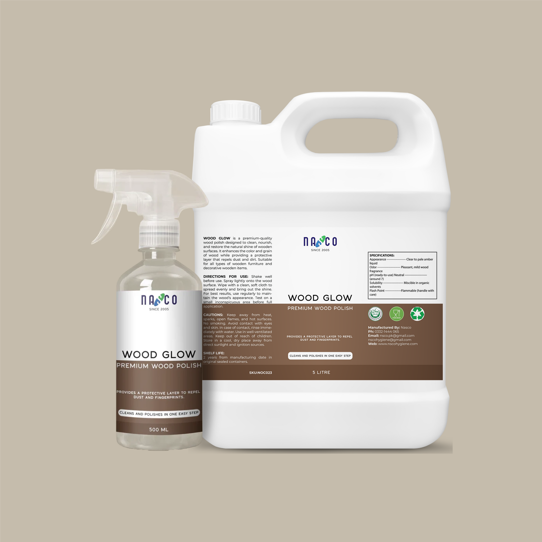 Nasco Wood Glow Premium Wood Polish Spray | 500Ml-5Litre